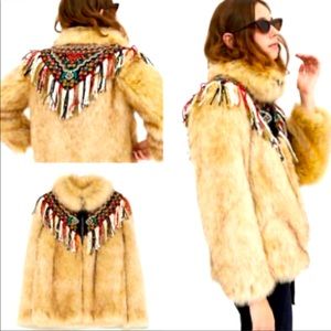 Amazing embroidered + embellished fur coat by ZARA